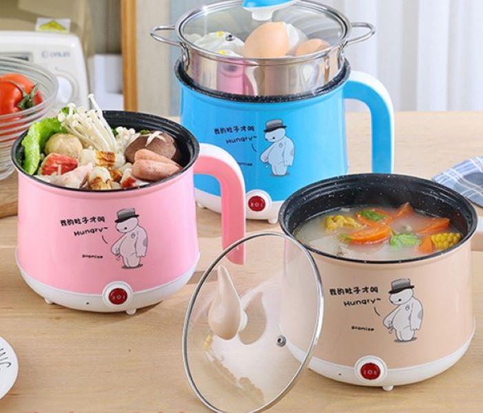  Ca nấu mì siêu tốc mini 2 lớp 18 cm tặng vỉ hấp 