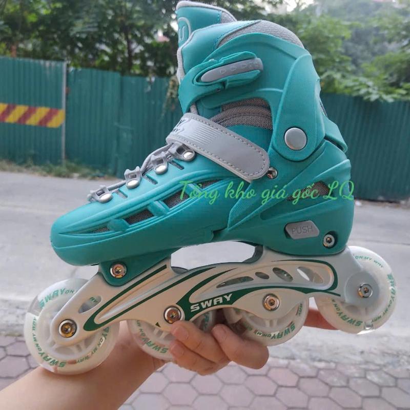 Giày trượt patin trẻ em SWAY bánh sáng, giày patin cho bé trai gái màu hồng, xanh, đen, batanh giá rẻ có đèn led.  Giày batin trẻ em bánh cao su. Roller Skate for Kids. Sneaker Sport 3