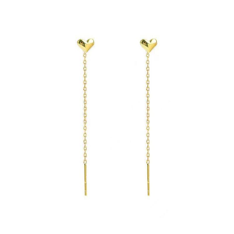 Product Introduction of Love peach heart earline women do not fade temperament long earrings earrings trendy face thin ear chain 5