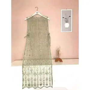 Cardigan long vest tule / outer brukat premium / outer rompi brukat motif random  Bunga etnik Panjang Wanita