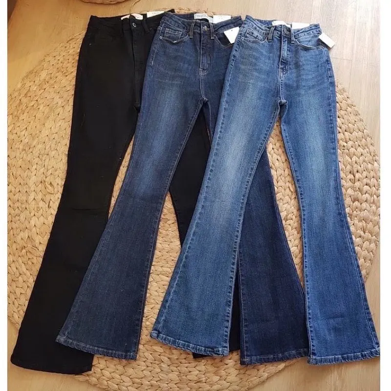 Quần Bò Jeans Ống Loe Cạp Cao Hách Dáng Cho Chị Em