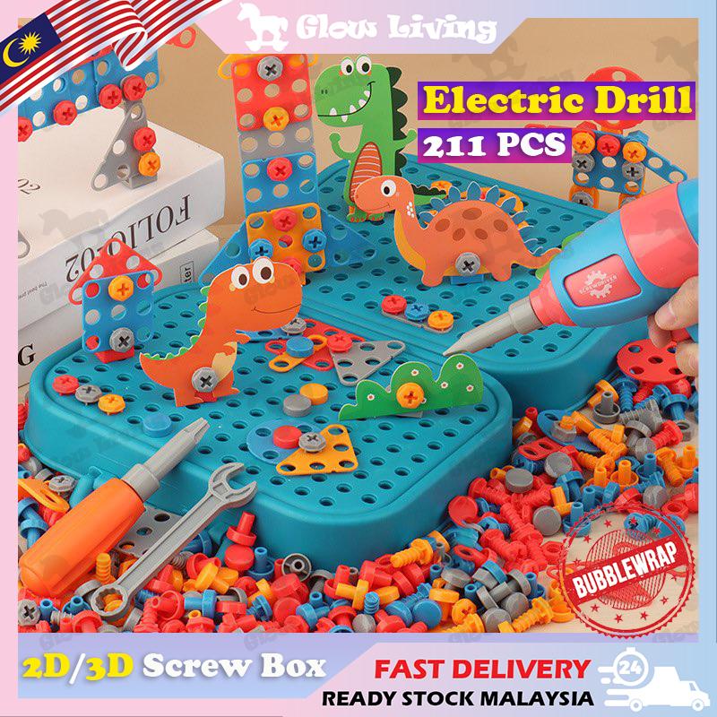 Children's Electric Drill Toy Set 211pcs 3D STEM Building Blocks ...