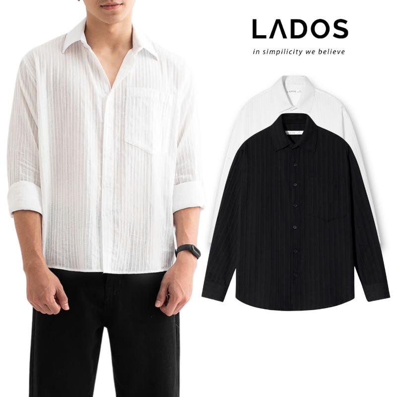 Áo sơ mi nam dài tay khoác ngoài có túi LADOS-8156 vải COTTON cao cấp mềm mịn phong cách Hàn quốc dễ phối đồ