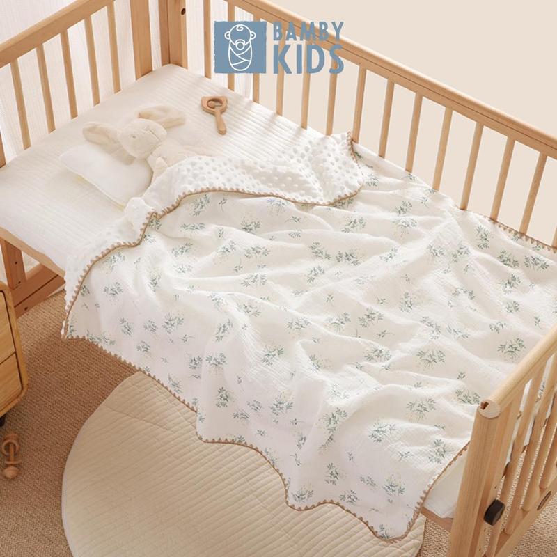  Chăn cho bé chất liệu cotton organic 100x100 cm phong cách Hàn Quốc Bamby Kids 