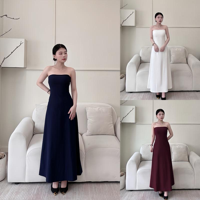 Đầm Cup Xòe Dáng Dài , Vải Kaki Thun 2 Lớp, Phong Cách Đơn Giản, Nhẹ Nhàng, Đầm Nữ Dự Tiệc - LYC