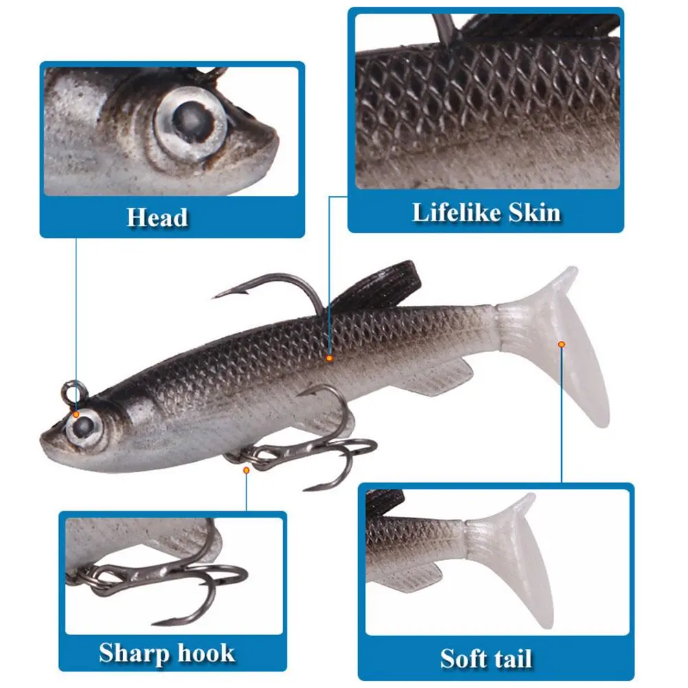 T Tail Soft Bait Package Lead Fishing Bait Fake Bait Set 7 5cm 12g Bionic Double Hook Lure For B1O7