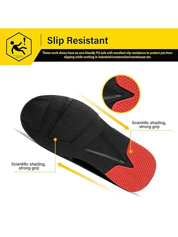 Men's Casual Lace Up Low Top Water Shoes, Lightweight Breathable Comfortable Anti-smashing Sports Shoes, Non-slip Safety Shoes for Daily Wear, Steel Toe Sneakers, Outdoor Sneakers 2