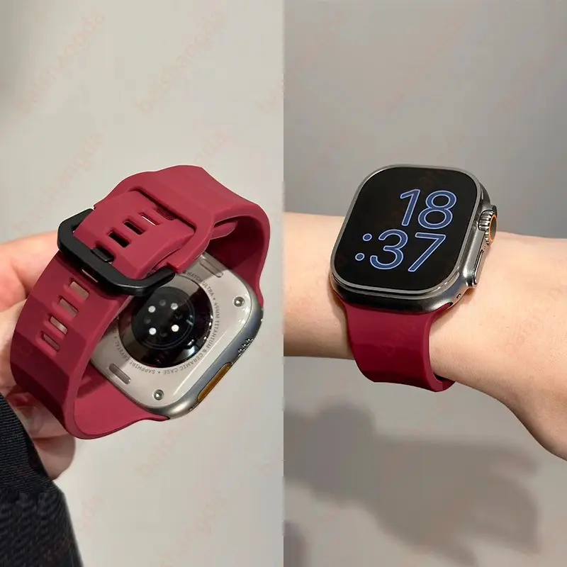Tali Silikon Lembut, Untuk iWatch Ultra Siri 7 8 6 5 4, Gelang Correa Sukan Gelombang, Serasi dengan 49mm, 44 / 45mm, 49mm, 42mm, Tali Sukan Silikon Lembut, [Hanya Tali]