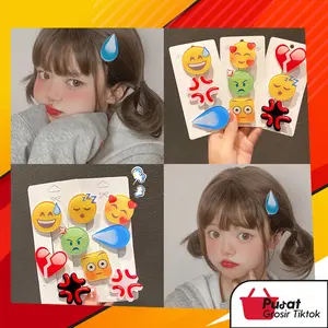 BISA COD F5535 Jepit Rambut Emoticon / Jepit Rambut Gaya Korea Motif Emoji / Jepit Rambut Bahan Akrilik Fashion Wanita Hadiah Clips Klip