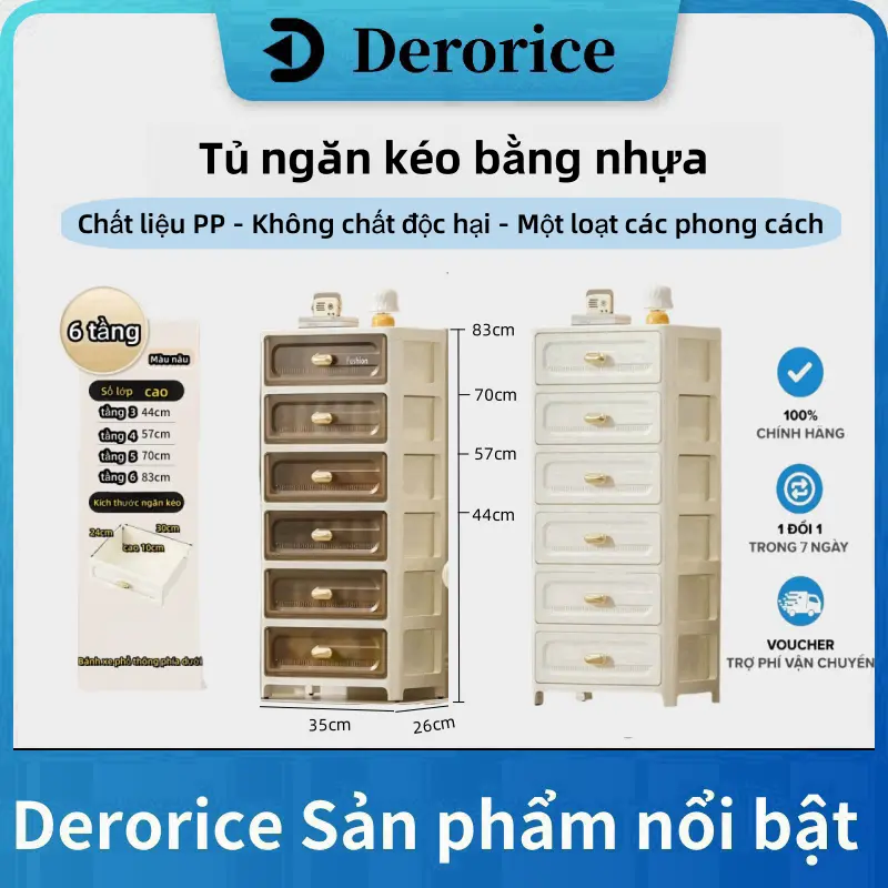 Derorice Tủ ngăn kéo bằng nhựa 3 kiểu có sẵn Bảng điều khiển cửa trong suốt Tìm kiếm nhanh hơn