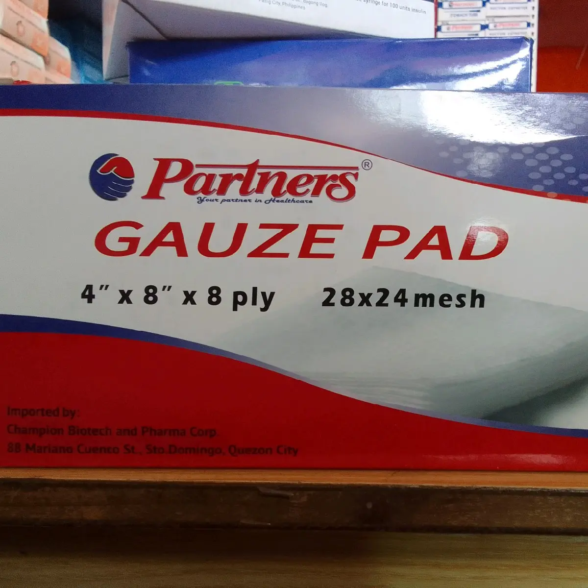 GAUZE PAD 4" x 8" x 8 ply     28x24mesh 1pack by 10pcs