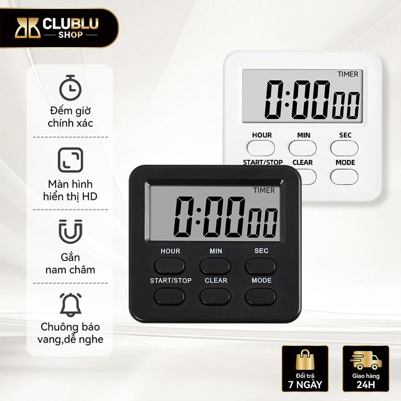 CLUBLU Đồng Hồ Đếm Ngược Bấm Giờ Mini KS608 Để Bàn Học Tập Nấu Ăn Màn Hình LCD Hẹn Giờ, Báo Thức, Quản Lý Thời Gian Đa Năng