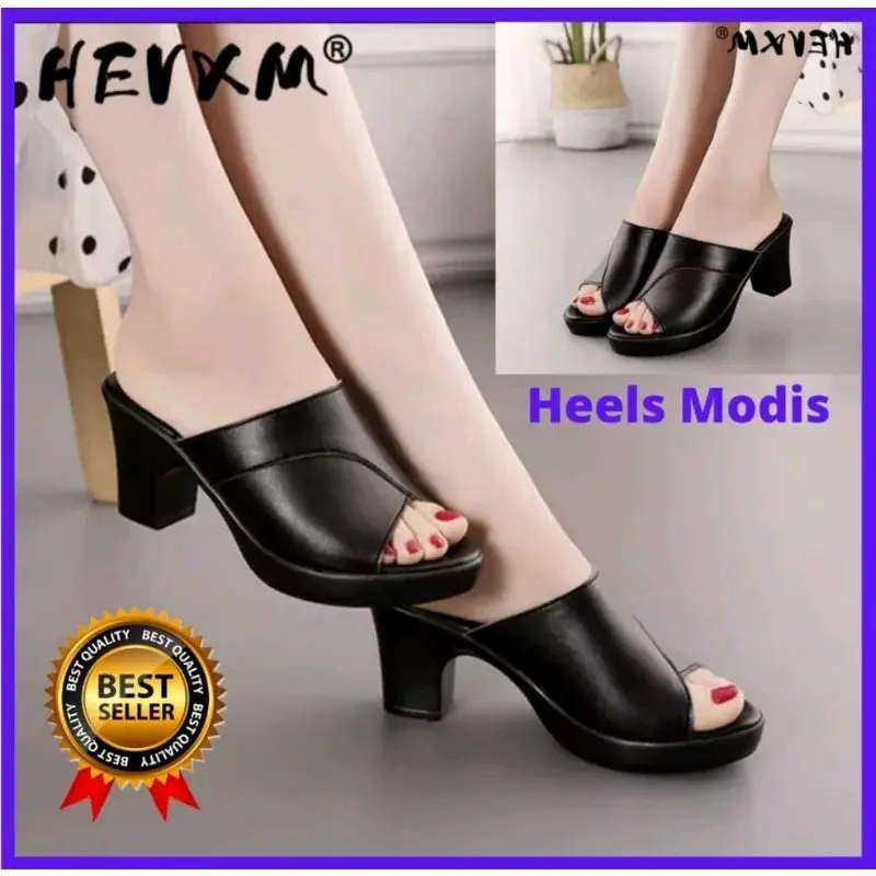 High heels tumit modis terbuat dari bahan semi kulit premium (MD)