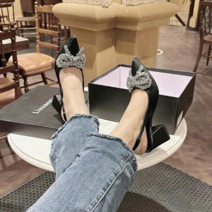 Sandal Nữ Cao Gót 5cm Gót Vuông Kb 050 - Ngọc Trinh Store - Cao Su Shoes DéP GiàY