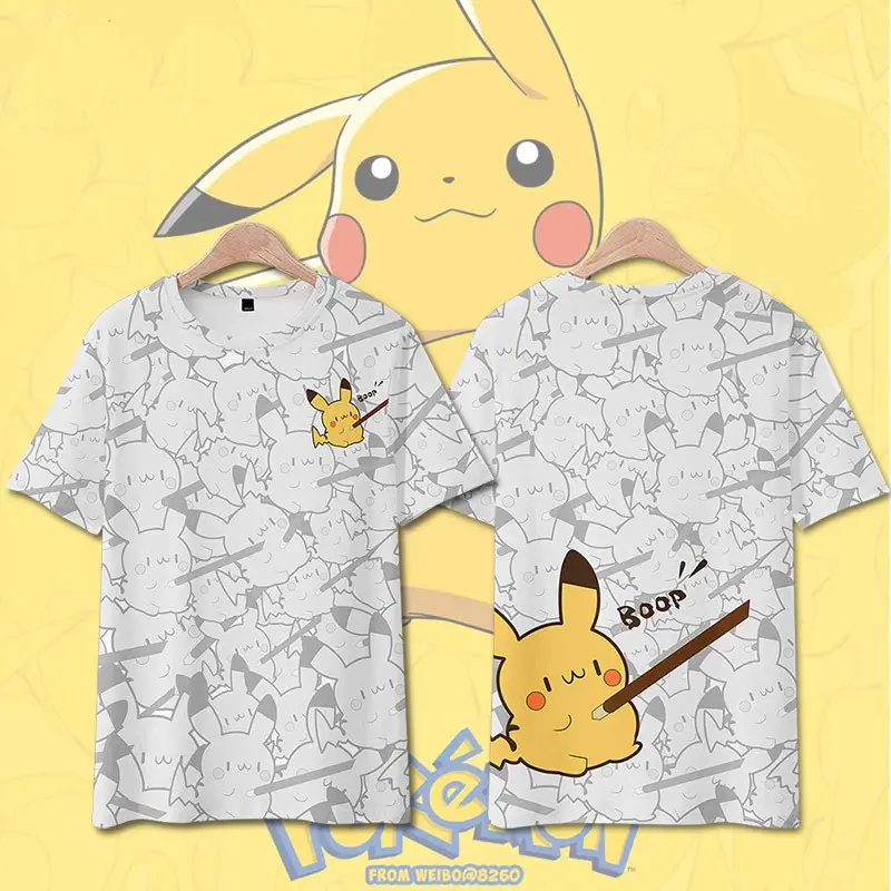2025 New Design Pokemon Pikachu T-Shirt - Unisex Children's Anime Short Sleeve Graphic