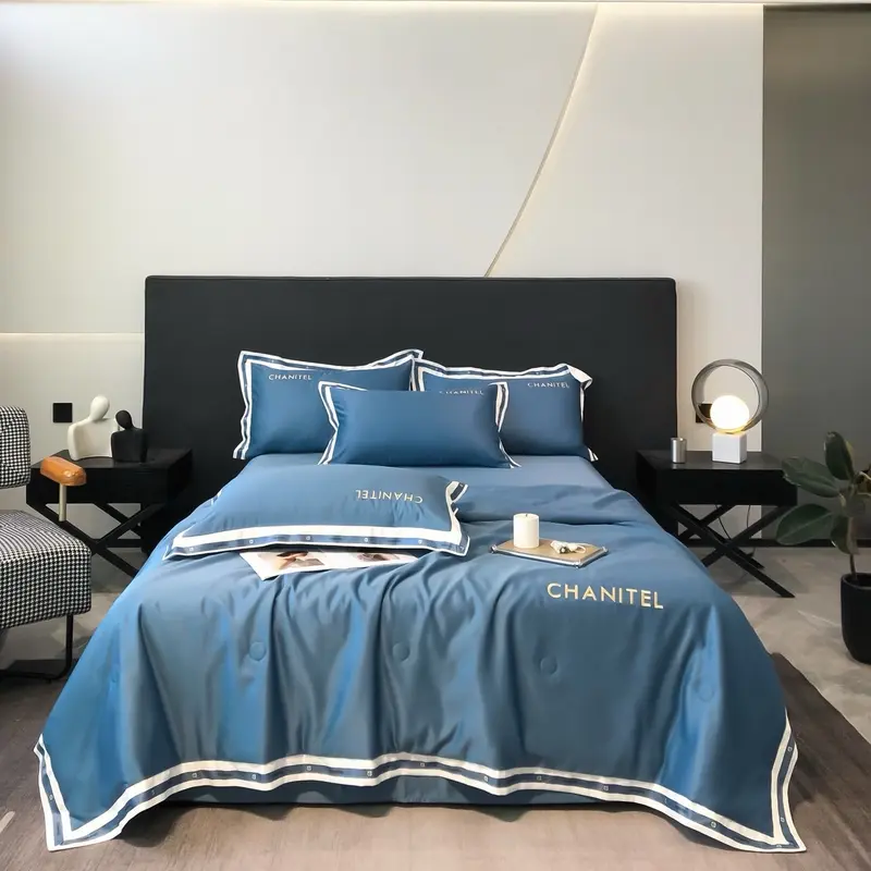 Bộ chăn ga gối phi lụa CL trần 4 món cao cấp 0