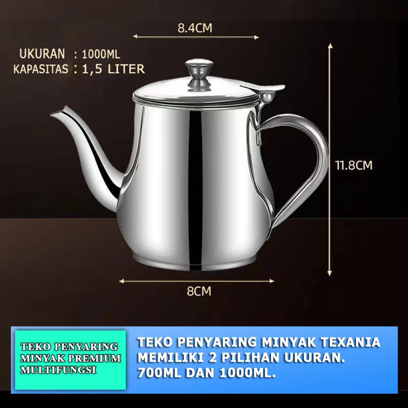 Teko Penyaring minyak /Gelas Teko Pot penyaring minyak /Teko air minum Stainless 4