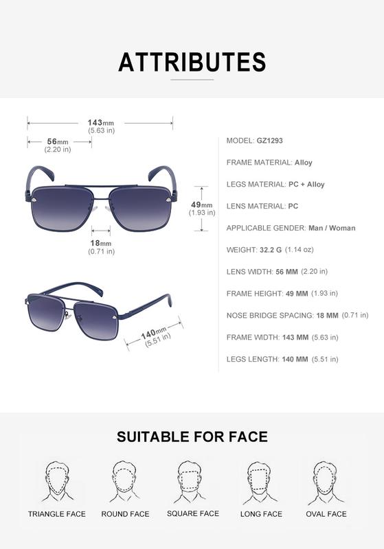 Product Introduction of Men's Glasses 2023 New Retro Metal Double Beam Sunglasses Square Frame Trimming Driving Sunglasses 11