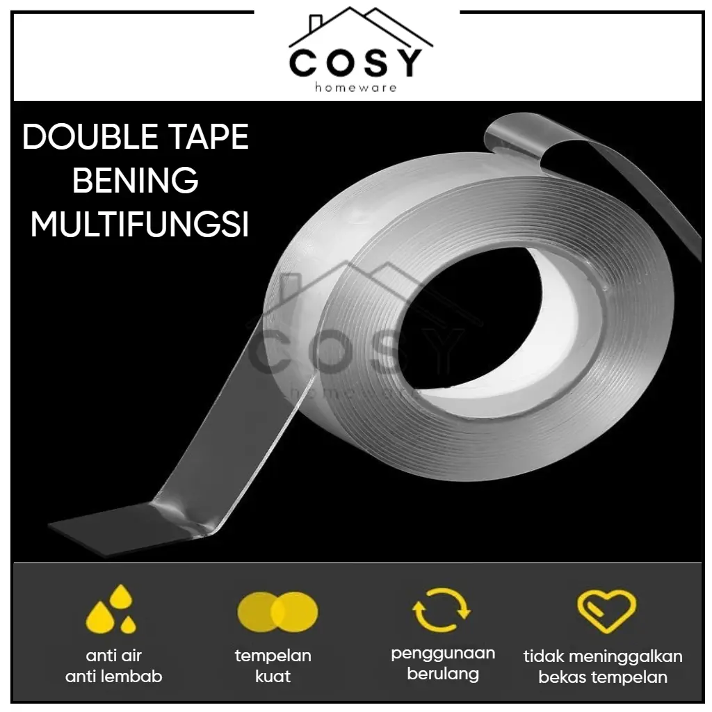 COSY Nano Double Tape MutliFungsi / Double Tape Super Kuat / Selotip Isolasi Bening Transparan