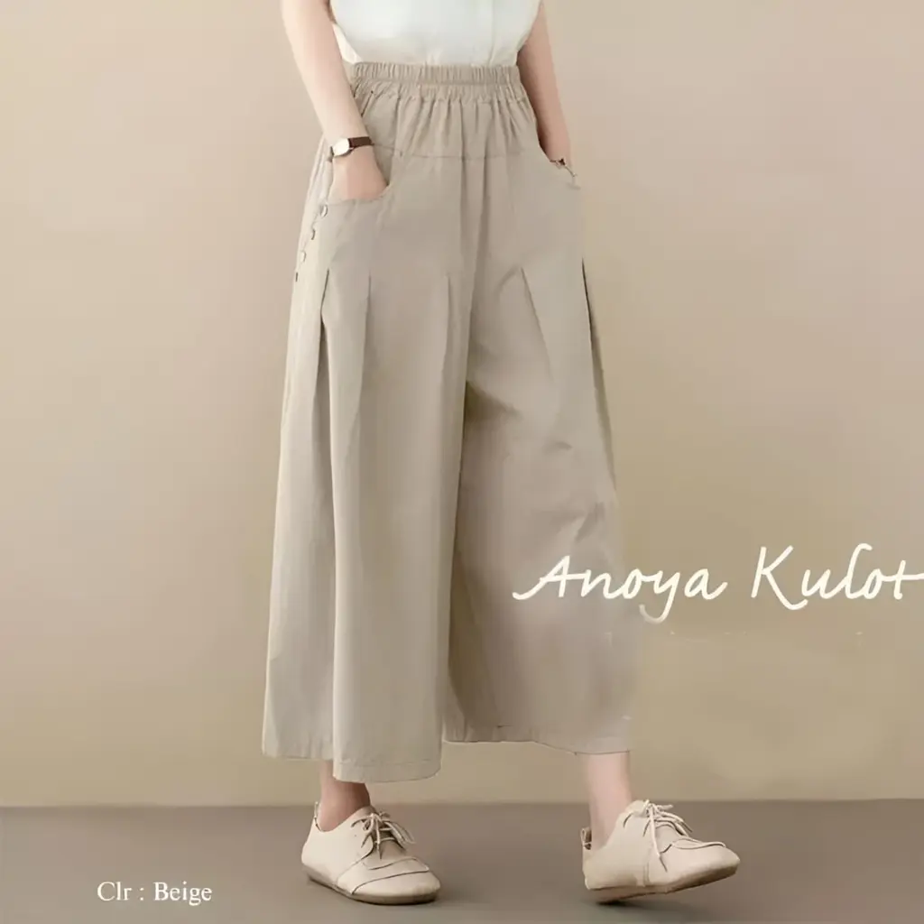FASHION CEWEK Anoya Pants Cullote Linen Rami Celana Kulot Wanita Muslim Bawahan Kekinian Terbaru