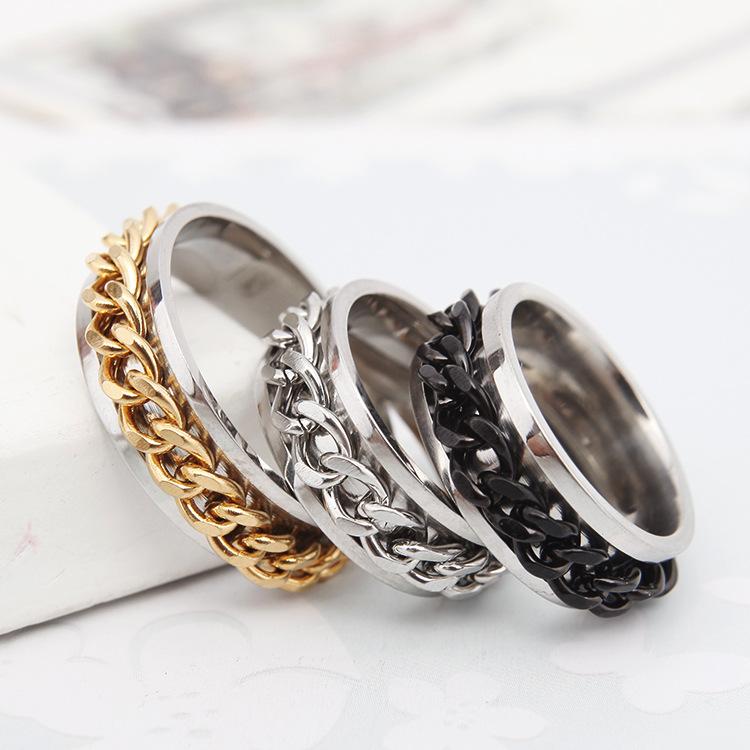 Product Introduction of New Simple Lucky Jewelry Men's Titanium Steel Rotatable Open Beer Bottle Chain  Domineering Personalized size 2 ring 21