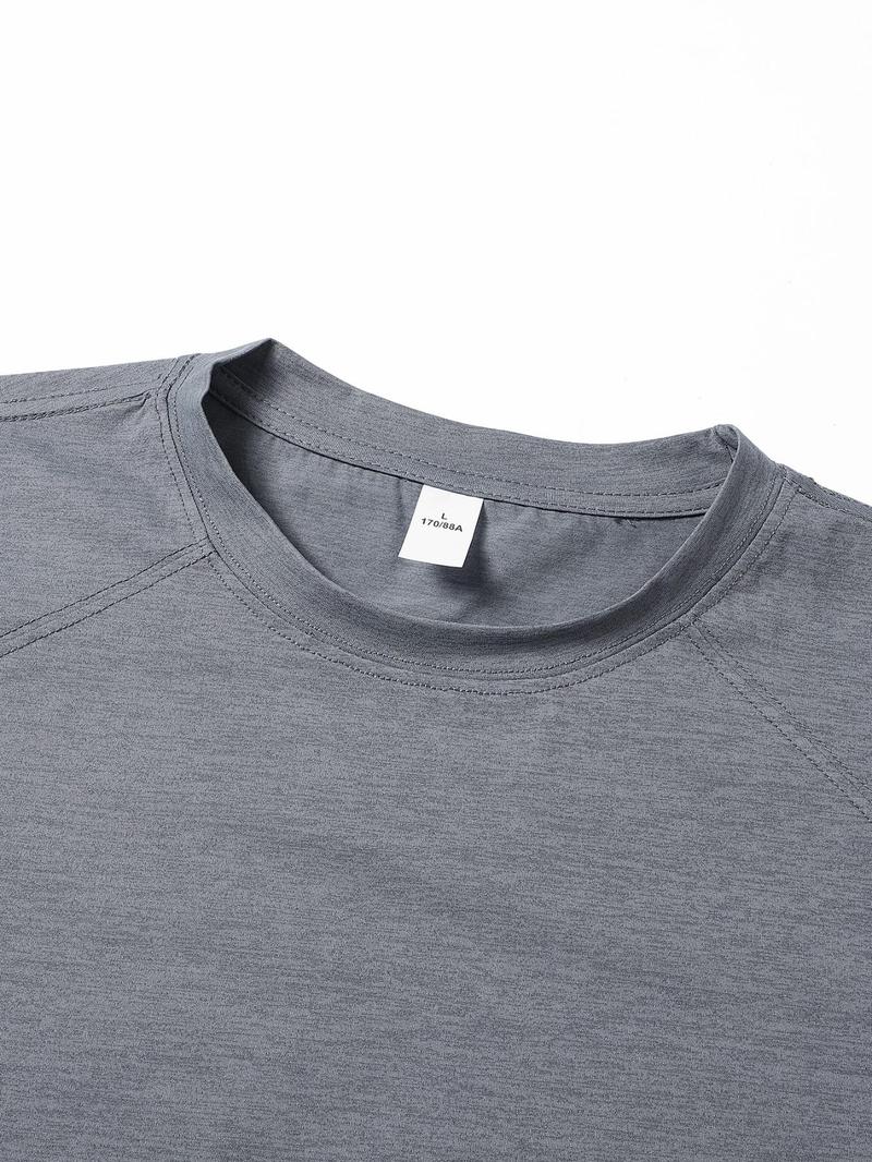 Product Introduction of Men's Solid Long Sleeve Tee, Regular Fit Casual Sporty Breathable Quick Drying T-shirt for Running Gym Workout, Men's Top for   Spring & Fall 6