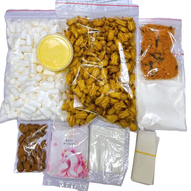 Set Nguyên Liệu Làm Bánh Bông Tuyết Hoàng Kim Chà Bông Trứng Muối Rong Biển Thượng Hạng 40 Viên