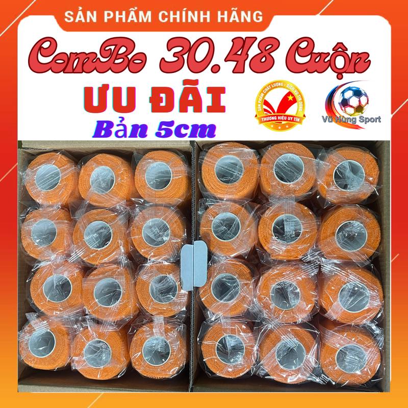 ComBo 30 và 48 Cuộn băng keo thể thao cao su non rẻ hơn tiết kiệm hơn giảm chấn thương cổ chân khi dá bóng Sport băng quấn cổ chân