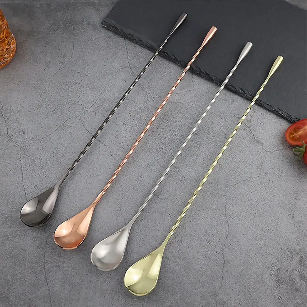 30cm Stainless Steel Stir Bar Spoon Mixing Ounces Cocktail Spoon Drink Shaker Muddler Stirrer Bartender Tools Teadrop Spoon Bar Tool #451185