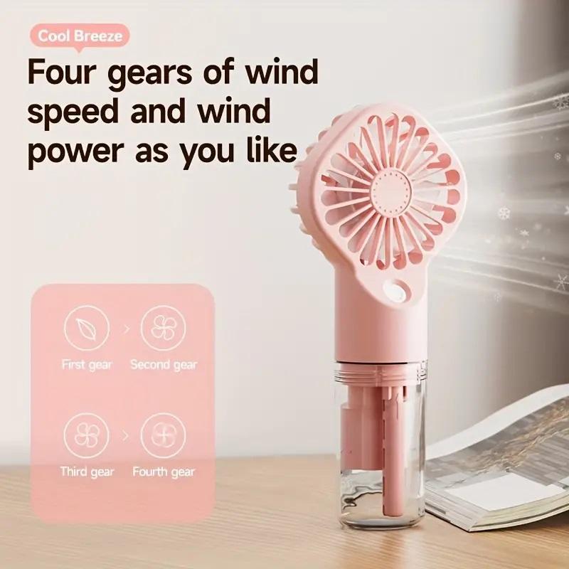Product Introduction of Portable Rechargeable Handheld Misting Fan, USB Rechargeable Mini Humidifier Fan, Handheld Fan for Travel & Outdoor Use 5