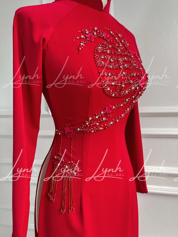 Áo dài cặp đỏ hot tua rua mùa cưới - Áo Dài Lynh Nữ Áo Cưới Váy Cưới Women Dress Voan Bo Chun Voan Bo Chun 4