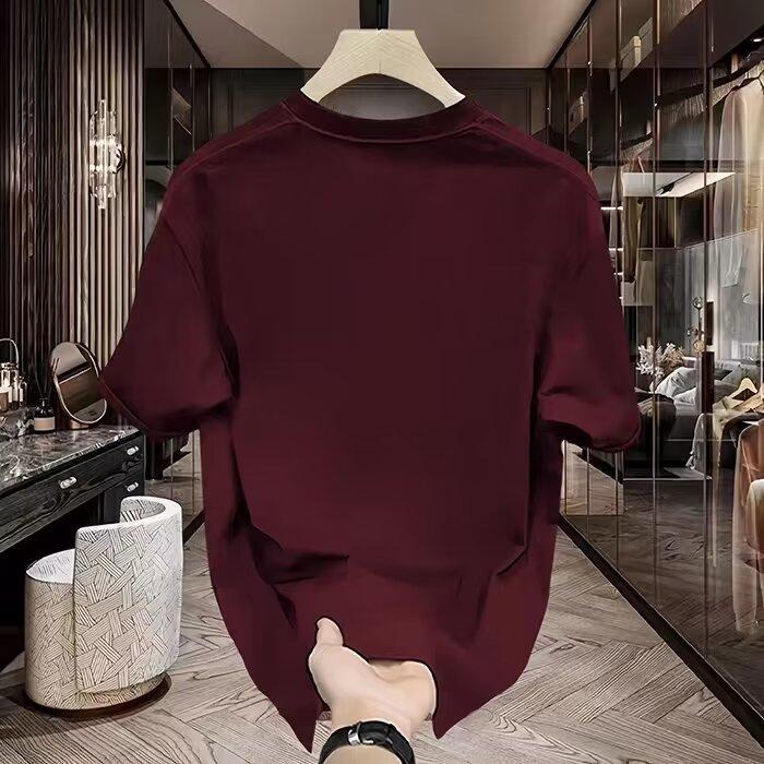 Product Introduction of Cotton 250gsm summer short sleeved T-shirt for men, casual, trendy, fashionable, printed T-shirt, round neck, sports, breathable 7