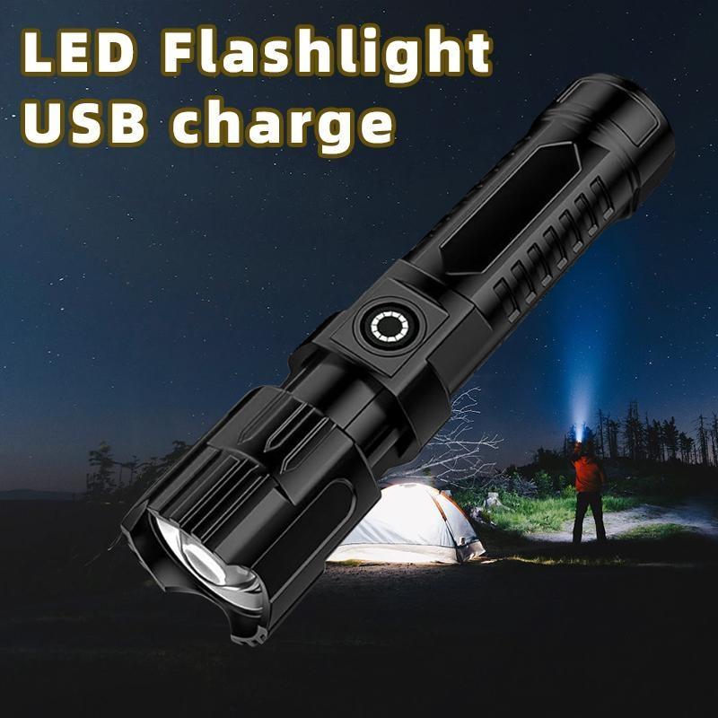 Product Introduction of USB Rechargeable LED Flashlight, Portable Zoom Flashlight, Outdoor Camping Hiking Emergency Light, Multifunctional LED Flashlight for Outdoor 3