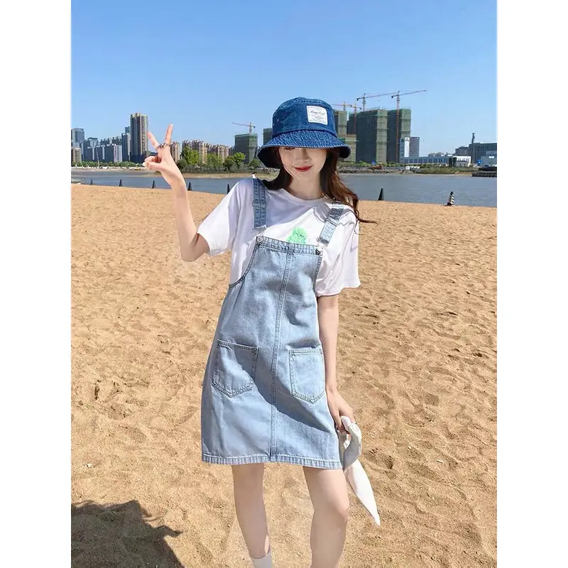 Váy Yếm Nữ Hai Dây Dáng Rộng Hottrend, Váy Jeans Bò Nhiều Màu Sắc Ulzzang Cực Dễ Phối Đồ BB JEANS Shop Kaki Women Denim Dress 5