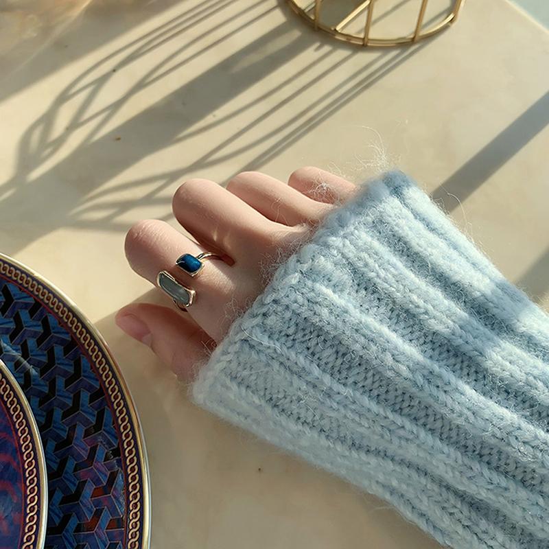 Vintage Fashion  Stone Wedding Open Adjustable Stamp  Rings For Women 2