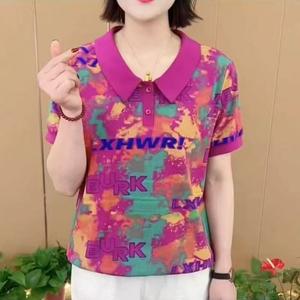 Korean Style Women Short Sleeve Polo Shirts Loose Stand Collar Shirts Casual Lapel Tops Lady