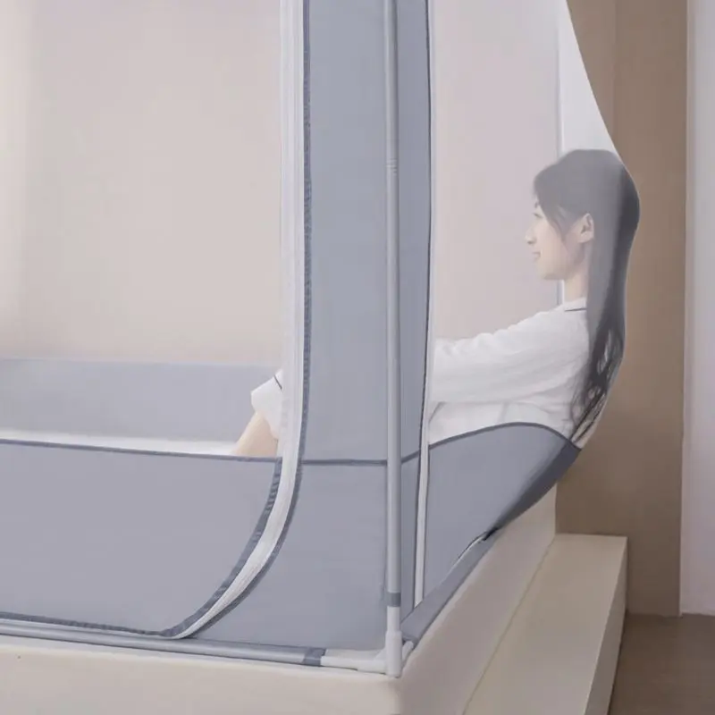 Màn chống muỗi, Gia dụng, Một mảnh, Bộ đầy đủ, Dày dặn, Có giá đỡ, Chống sốc, Đóng hoàn toàn, Dây kéo, Thích hợp cho giường ngủ, Rèm giường, Được lắp đặt trên giường 1