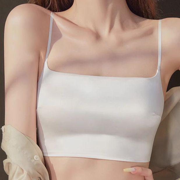 Áo Ngực Chống Trượt, Chất Lượng Cao, Bề Mặt Bóng, Áo Ống Satin, Thiết Kế Liền Mạch Phong Cách Pháp, Dây Đeo Spaghetti Nhẹ, Dây Treo Gợi Cảm, Hở Lưng Chữ U Sâu 0