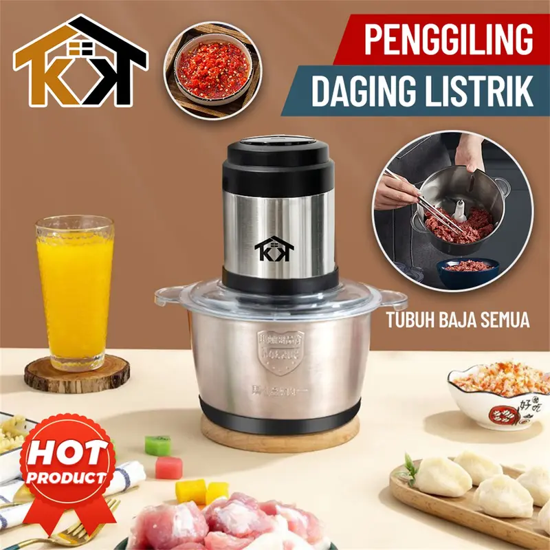 (KK) Wadah Pisau Blender Chopper 2L Mesin Penggiling Daging Stainless Steel 1
