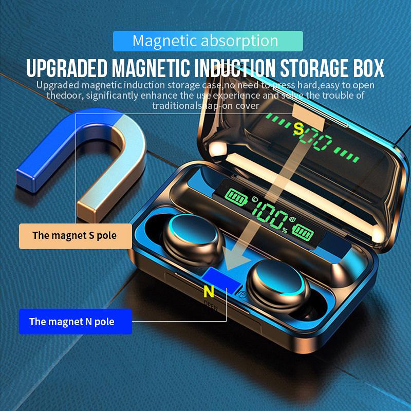 12.12 Hot Selling Upgrade Baru F9-5/M10 TWS Dan Powerbank Tampilan LED TWS Headset Bluetooth with Mic Sentuh Olahraga Tahan Air Henset Bloetooth HiFi Stereo Wireless Earphone Bluetooth 6