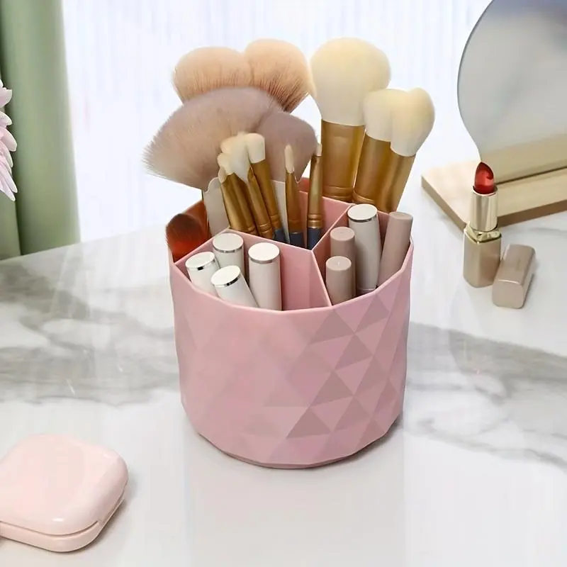 360° Rotating Makeup Brush Holder, 1 Piece Multi Grid Makeup Brush Storage Box, Desk Organizer for Pens, Pencils, Markers, Scissors & More