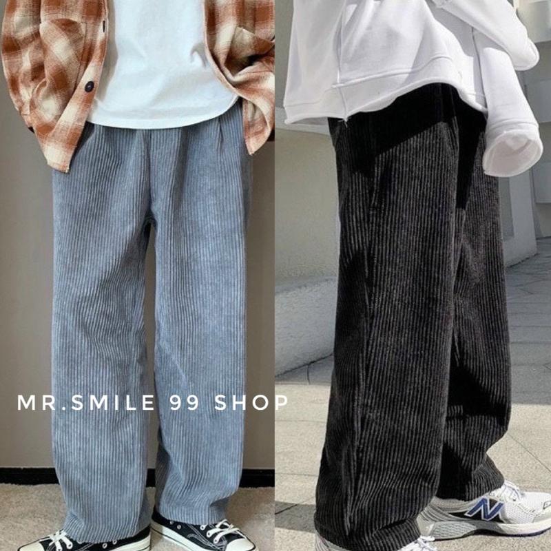 QUẦN BAGGY NHUNG TĂM ỐNG RỘNG GEN Z FORM SUÔNG RỘNG UNISEX HOT TREND STREET STYLE MR SMILE 99 Q004 Menswear Nam