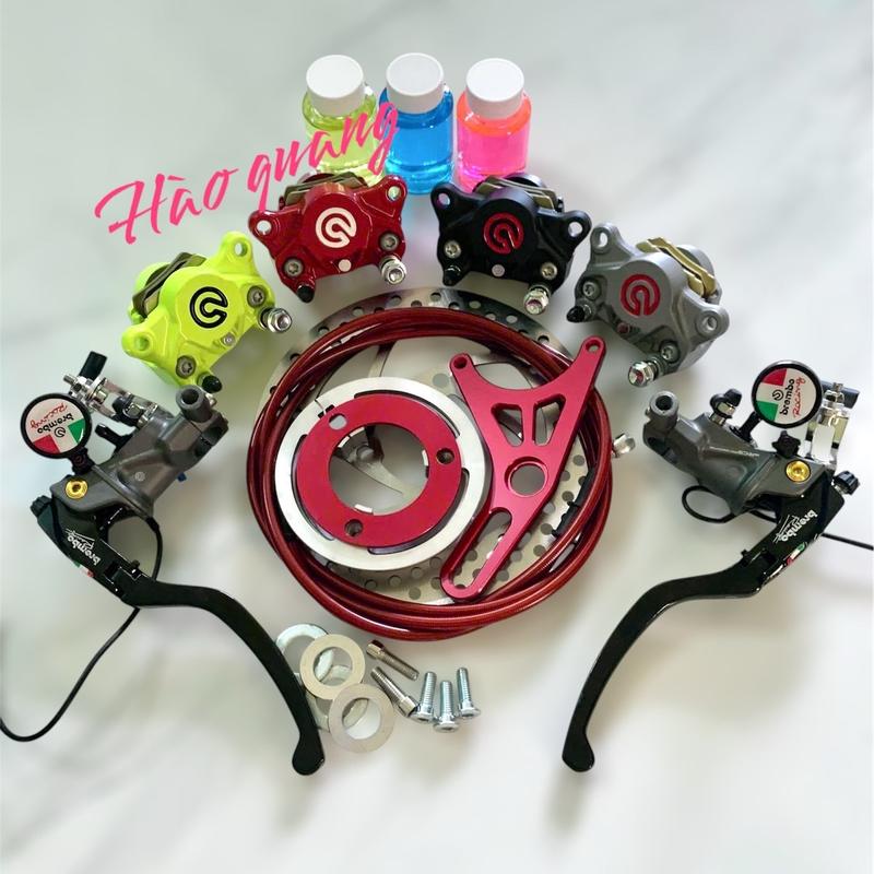 [ tặng dầu] Combo bộ độ phanh đĩa sau kèm tay phanh bình dầu rời Brembo độ phanh đĩa xe điện (tặng chai dầu khi mua full bộ kèm tay phanh) phanh  brembo độ chế