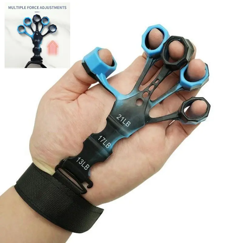 New Silicone Vein Finger Trainer for Adult Fitness Rehabilitation Training, Elastic Band Five Finger Puller