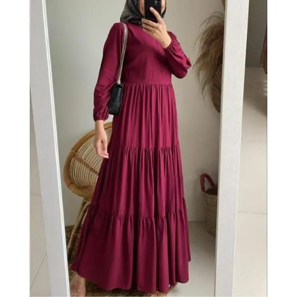 GAMIS JUMBO GAMIS SUSUN maxi dress M L XXL bahan rayon premium Polos muslim Wanita cod 8