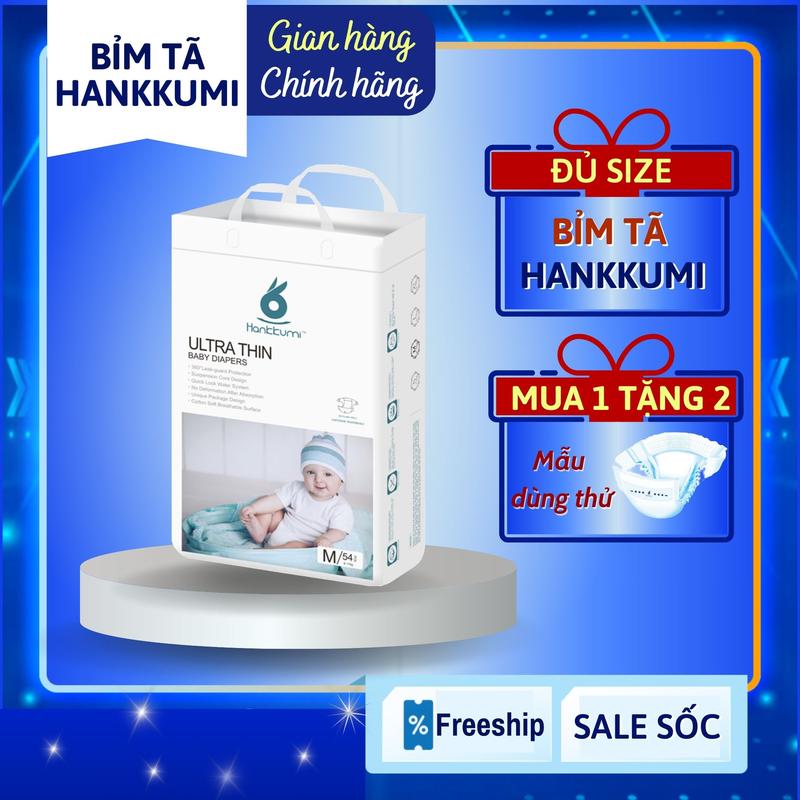 Bỉm Tã Quần Dán Hankkumi Đủ size S62/M/L/XL/XXL/XXXL cho bé sơ sinh