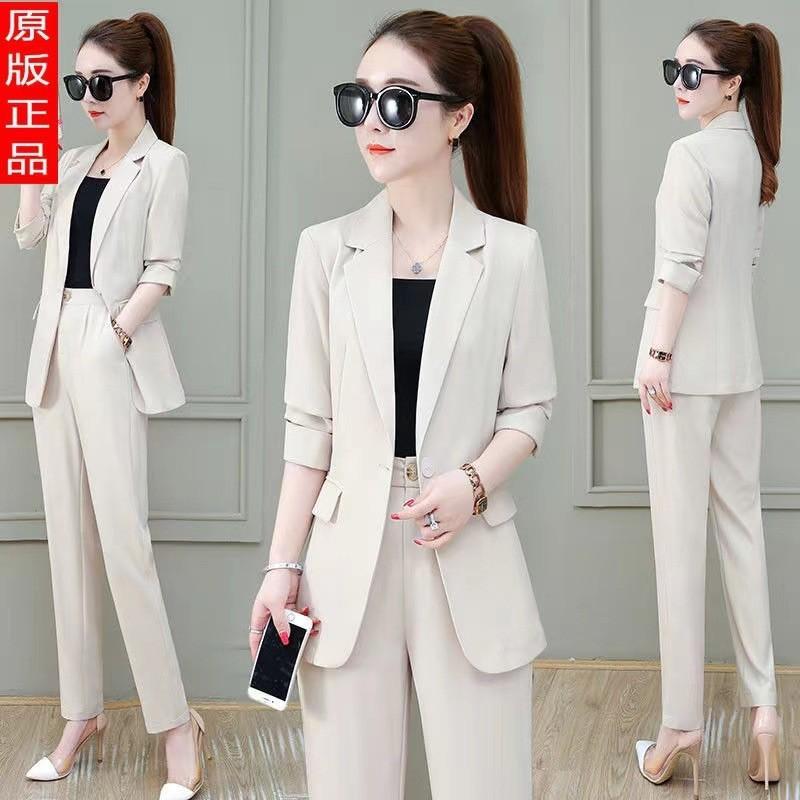 Bộ Đồ Công Sở, Bán Chạy, Dành Cho Nữ, Trang Phục Công Sở Trang Trọng, Ngoại Cỡ, Dáng Rộng Rãi Và Thường Ngày, Bộ Hai Mảnh, Thích Hợp Cho Mùa Xuân Và Mùa Thu, Áo Khoác Bộ Đồ Nữ, Caot Blazer + Quần Dài 3