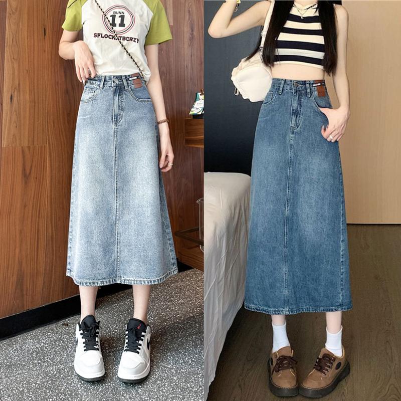 Product Introduction of Chân váy jean nữ dáng dài LIMISU váy bò dài lưng cao dáng chữ A xẻ tà sau chất jean cao cấp Nữ ( V1 ) 18
