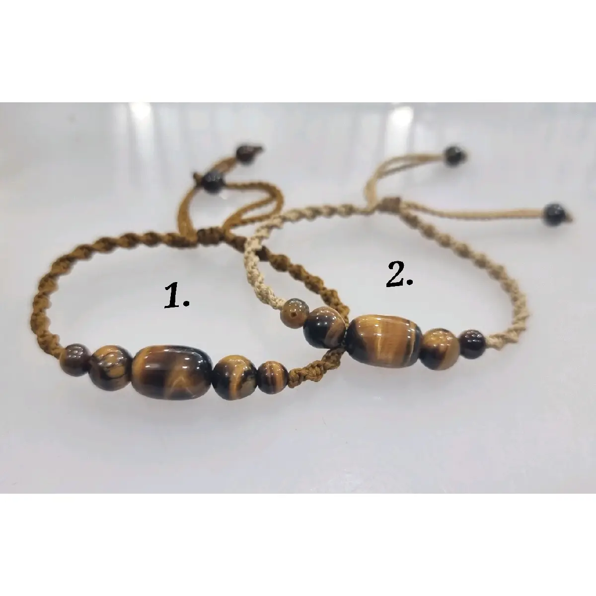 Gelang tali batu Tiger eye bentuk kapsul