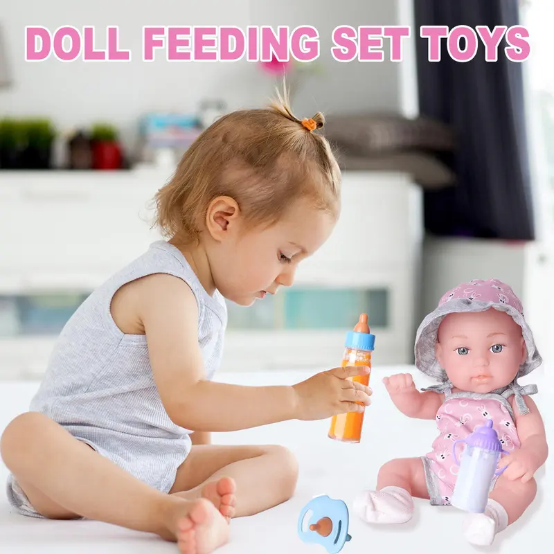 Doll Feeding Bottle Set, Doll Accessories Including Milk Bottle & Juice Bottle & Pacifier, Pretend Play Toy for Kids, Doll Accessories 3